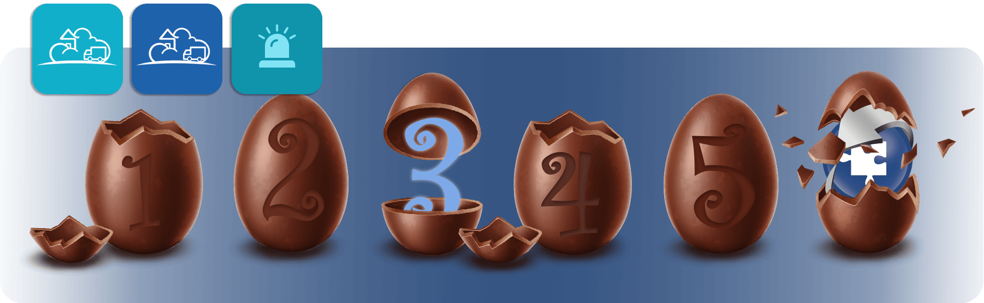 chocolate easter egg countdown from 1-5